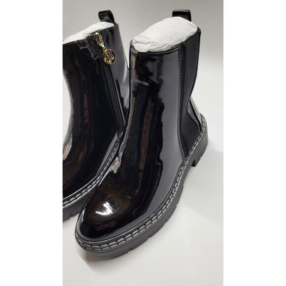 River Island Wide Fit Patent Chunky Chelsea Boot in Black Size 6 - Picture 5 of 11